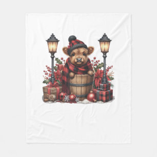 Couverture Polaire Jolie Vache hivernale Vache rouge Plaid Lanterne C