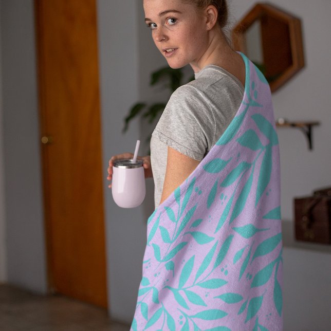 Couverture Polaire Jolies branches - turquoise et violet ado (Créateur téléchargé)