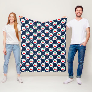 Couverture Polaire Jolies cerises vintage d'été sur fond bleu marine