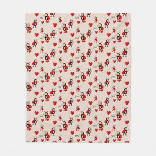 Couverture Polaire Jolies coccinelles, cœurs et texte Joie sur beige 