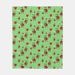 Couverture Polaire Jolies coccinelles, cœurs et texte Joie sur fond v