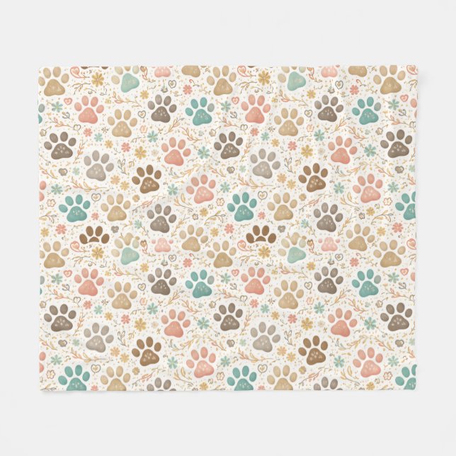 Couverture Polaire Jolies empreintes de pattes (Devant (Horizontal))