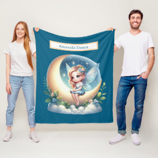 Couverture Polaire Jolies filles amoureux de fées ajouter le nom