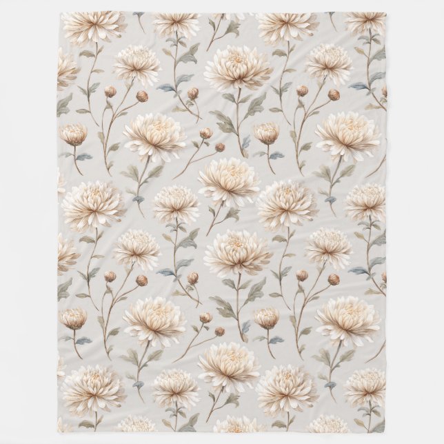 Couverture Polaire Jolies Fleurs Crème (Devant)