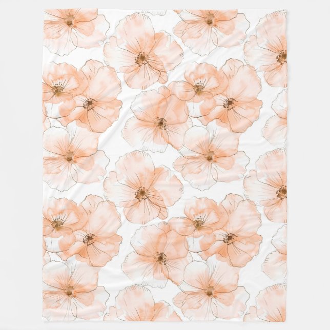 Couverture Polaire Jolies Fleurs de Pêcher (Devant)