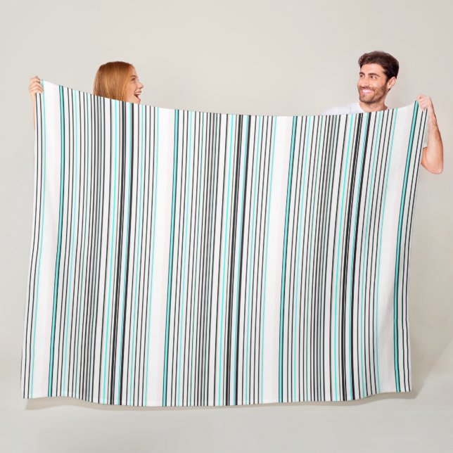 Couverture Polaire Jolies rayures grises aqua (En situation)