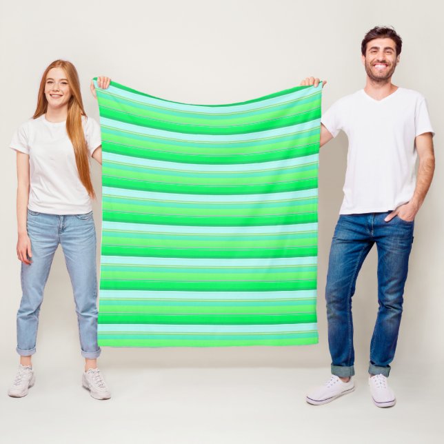 Couverture Polaire Jolies rayures vert aqua (En situation)