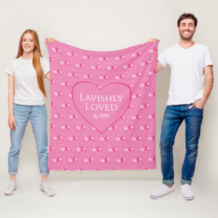 Couverture Polaire Jolies Valentines AIMÉES PAR DIEU Coeurs roses