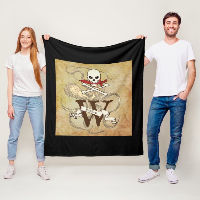 Couverture Polaire Jolly roger Monogramme initial (En situation)