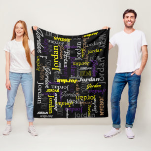 Couverture Polaire Jordanie nom personnalisé noir jaune gris brun