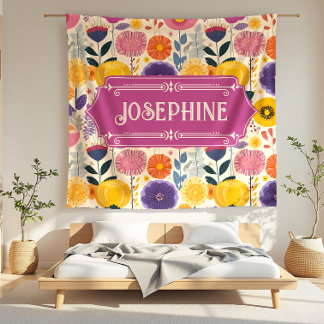 Couverture Polaire Joséphine coloré violet et jaune Floral moderne