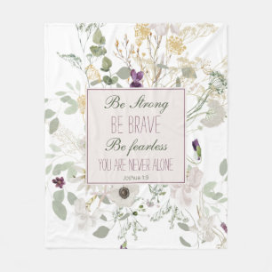 Couverture Polaire Joshua 1:9 Soyez fort Fleur sauvage Blanche polair