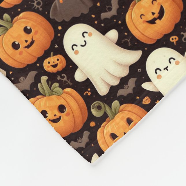 Couverture Polaire Jote Citrouille Ghost Ajouter un nom Halloween Bab (Coin)
