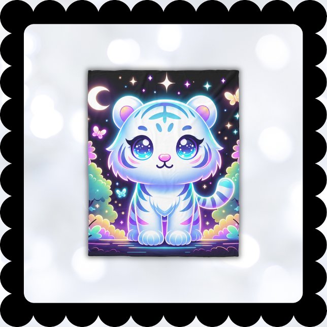 Couverture Polaire Jote Kids Holographique Tigre Blanc | (Créateur téléchargé)