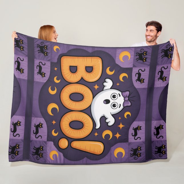 Couverture Polaire Jouer Halloween Quilt, Fleece Blanket -Boo! (En situation)