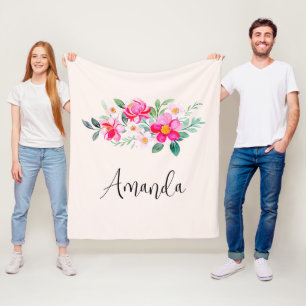 Couverture Polaire Jouer Joli Bouquet de Fleur Rose
