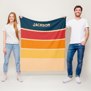Couverture Polaire Jouer Retro Rainbow Stripes pour produit personnal