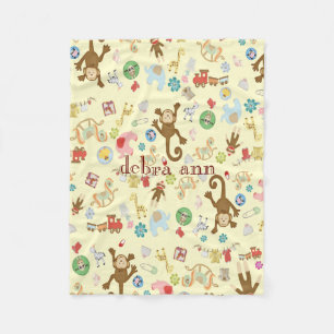 Couverture Polaire Jouets animaux de la petite fille monogrammed