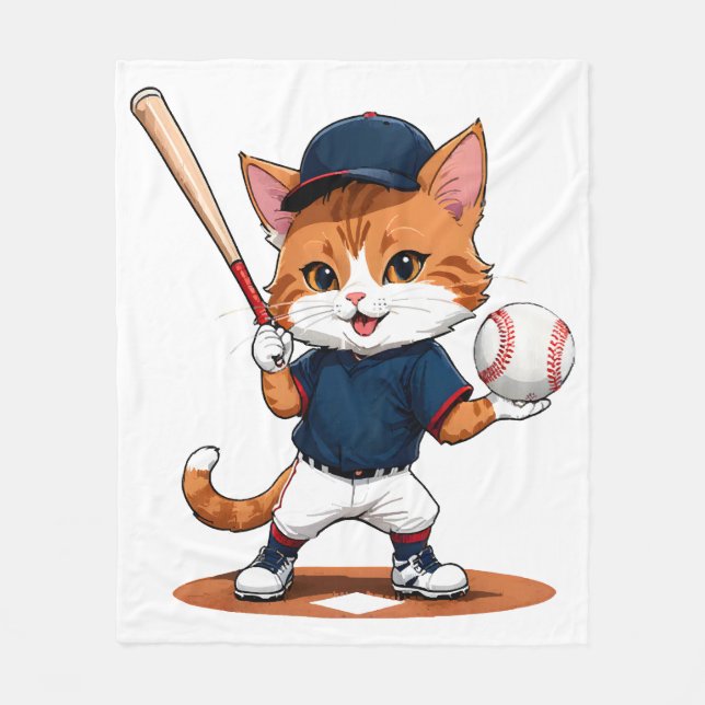 Couverture Polaire Joueur de baseball chat (Devant)