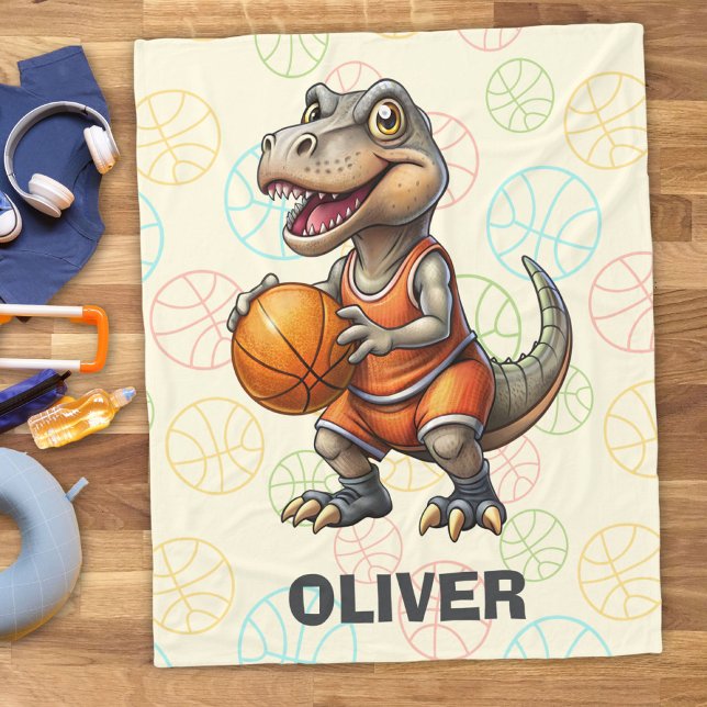 Couverture Polaire Joueur de basket-ball Cute Dinosaur (Créateur téléchargé)