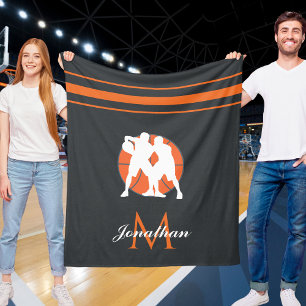 Couverture Polaire Joueur de basket-ball et monogramme Enfants Nom Fu