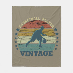 Couverture Polaire Joueur de basket dribbler vintage coucher de solei