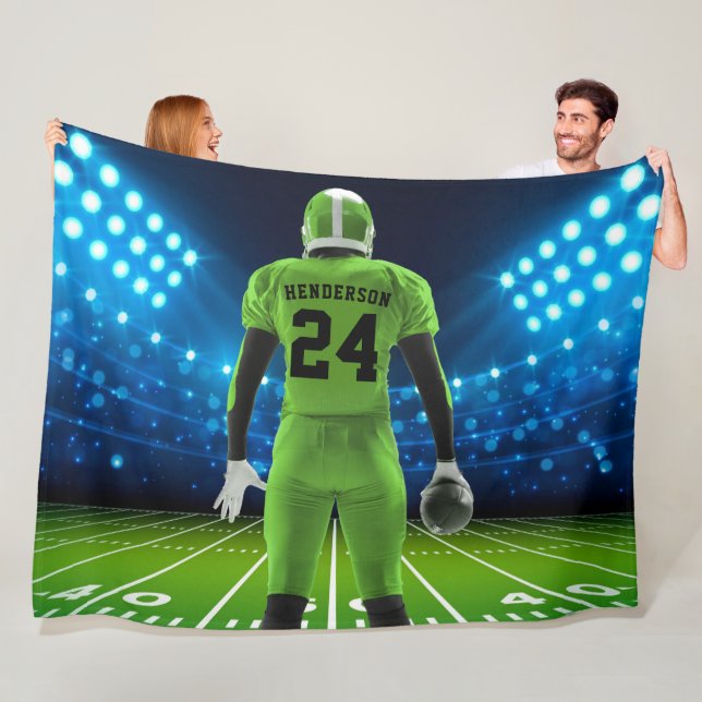 Couverture Polaire Joueur de football personnalisé Bright Green Jerse (En situation)