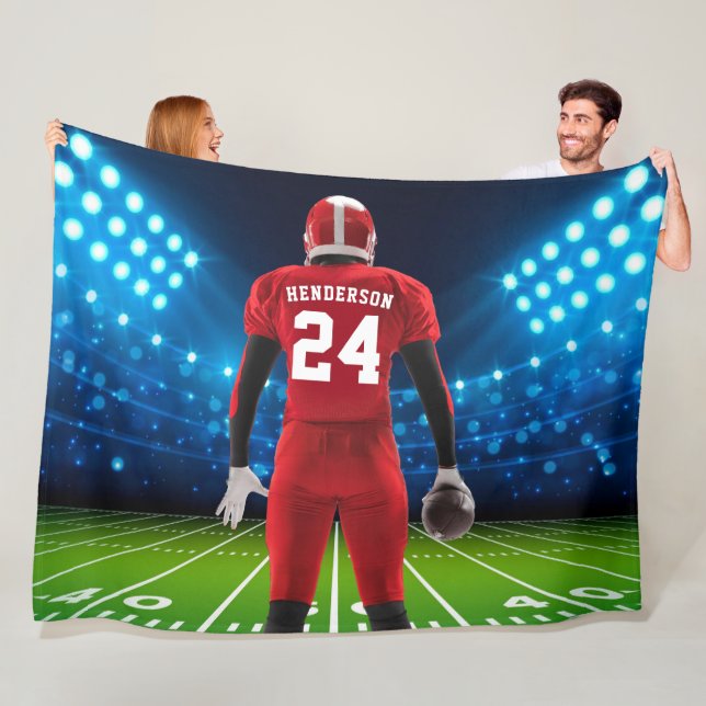 Couverture Polaire Joueur de football personnalisé Red Jersey (En situation)