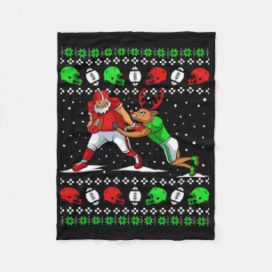 Couverture Polaire Joueur de football Renne Pyjama de Noël laid Amusa