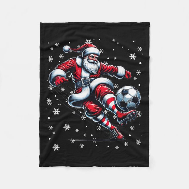 Couverture Polaire Joueur de soccer de Noël Amant de la chaîne Santa  (Devant)