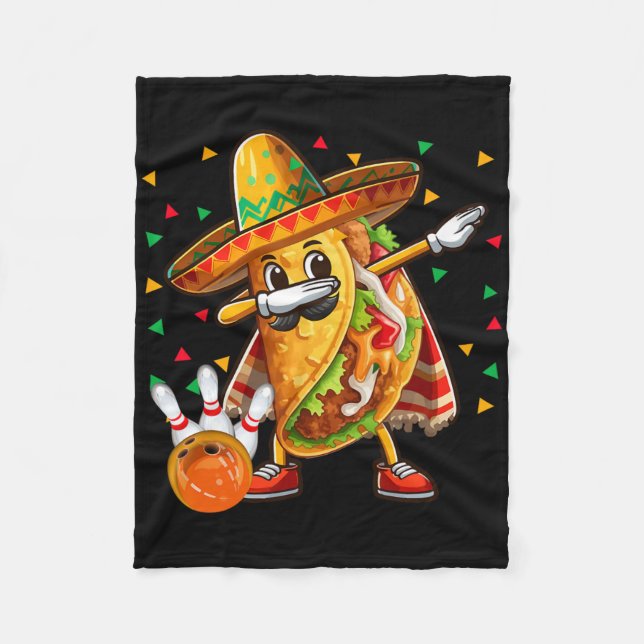 Couverture Polaire Joueur de taco dabbing jouant au bowling Cinco De  (Devant)