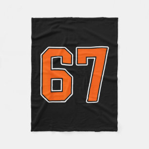 Couverture Polaire Joueur Maillot Orange Blanc Numéro 67 Uniforme #67