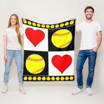 Joueur rapide Softballs & Coeurs Fleece Blanket