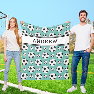 Couverture Polaire Joueuse de soccer turquoise boules Motif enfant ga