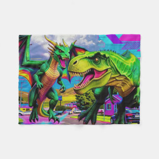 Couverture Polaire Jouons - Dragon Vert et Dinosaure