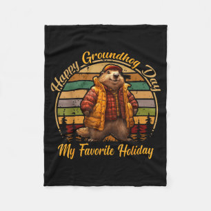 Couverture Polaire Jour de la marmotte amusant et mignon Animal L