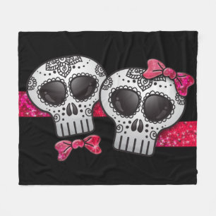 Couverture Polaire Jour de la mort crâne sucre fille rose chaud Parti
