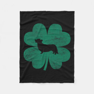 Couverture Polaire Jour de la Saint Patrick Corgi Shamrock irlandais 