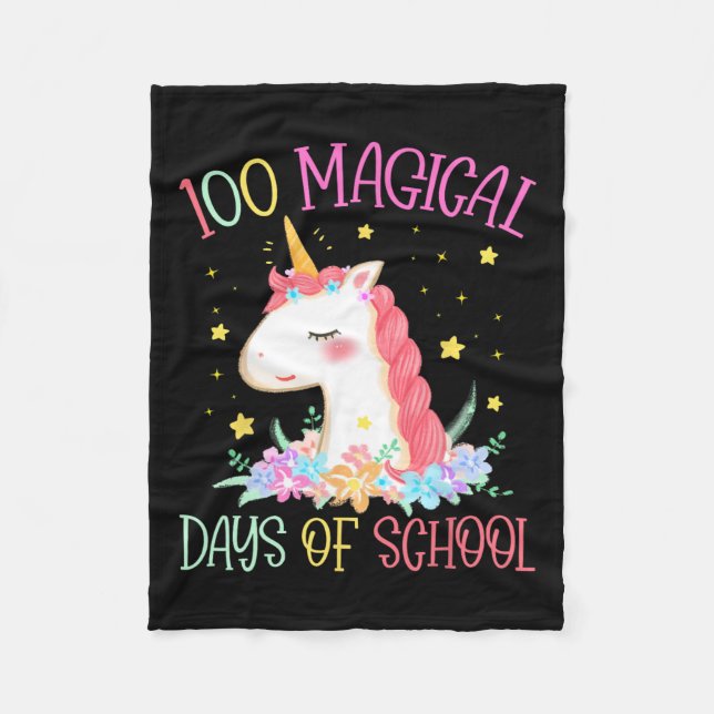 Couverture Polaire Jour De L'École Unicorne 100 Jours Magiques Filles (Devant)
