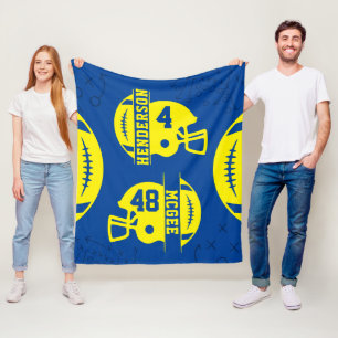 Couverture Polaire Jour de match de football bleu et jaune