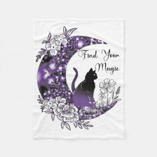 Couverture Polaire Jour Graphique Mystique Céleste Noir Chat Lune
