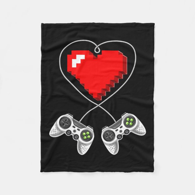 Couverture Polaire Jour Vidéo Contrôleur Coeur Gamer Cadeaux Garçons  (Devant)