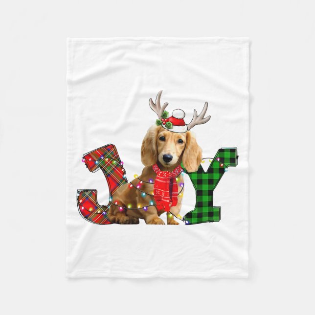 Couverture Polaire Joy Christmas Lights Long Haired Dachshund Dog San (Devant)
