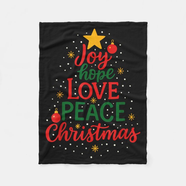 Couverture Polaire Joy Hope Love Peace Christmas Merry Xmas Family Ma (Devant)