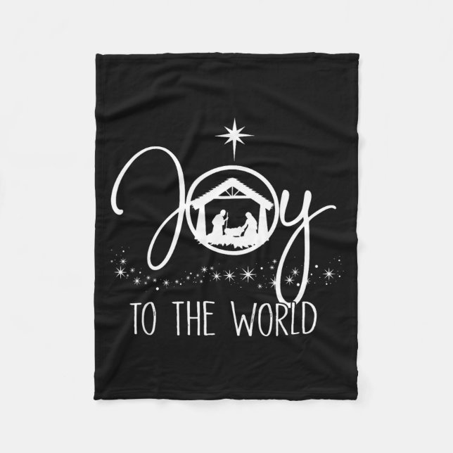 Couverture Polaire Joy To The World Jesus Christian Nativity Scence C (Devant)