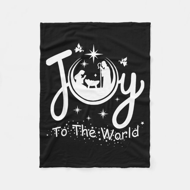 Couverture Polaire Joy To The World Jesus Christmas Nativity Scene Fa (Devant)