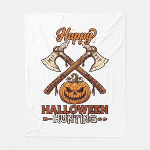 Couverture Polaire Joyeuse chasse d'Halloween Haches croisées Citroui