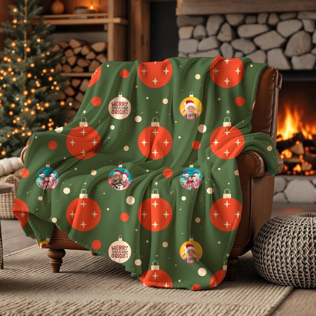 Couverture Polaire Joyeuse et brillante photo de Noël (Merry and Bright Christmas Photo Fleece Blanket)