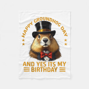 Couverture Polaire Joyeuse fête de la marmotte Oui c'est mon annivers