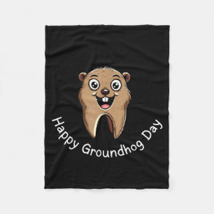 Couverture Polaire Joyeuse fête de la marmotte vibes dentaires mignon